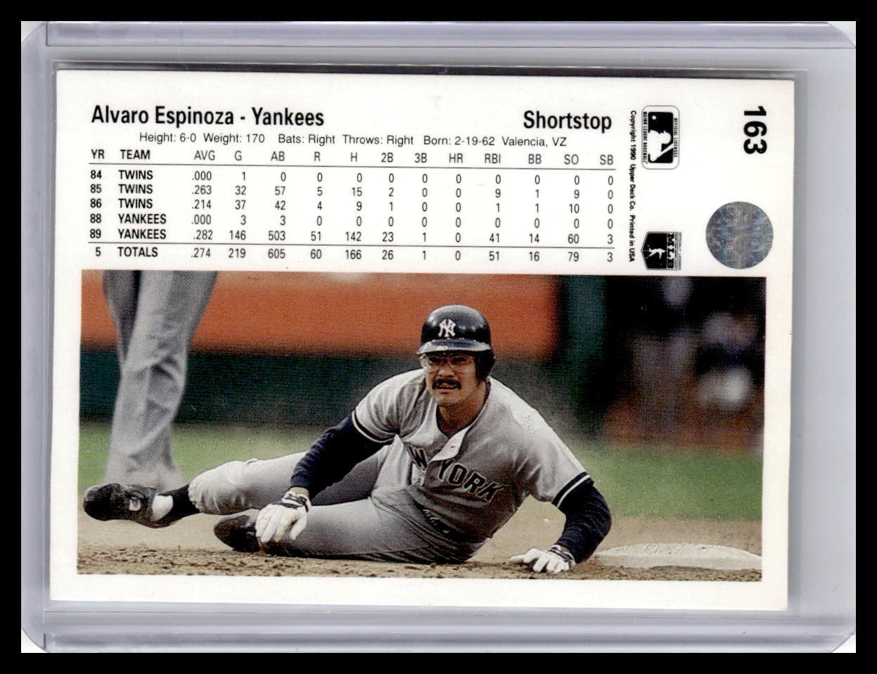 1990 Upper Deck Alvaro Espinoza #163