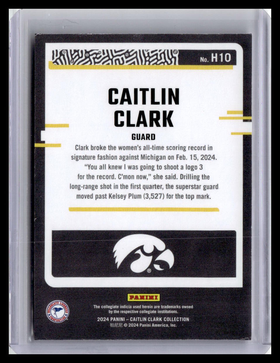 2024 Donruss Caitlin Clark Collection - Caitlin Clark Highlights #H10