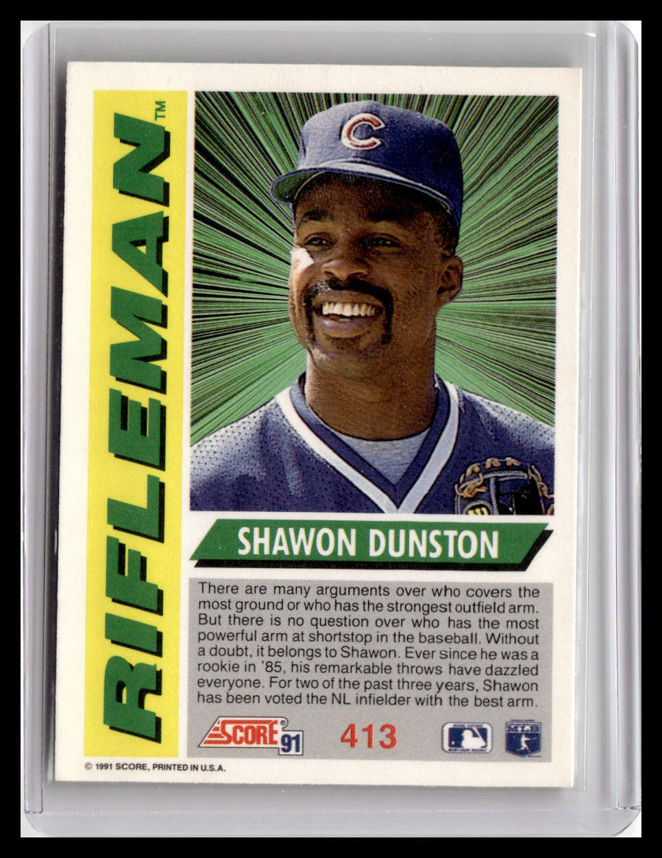 1991 Score  Shawon Dunston Rifleman #413