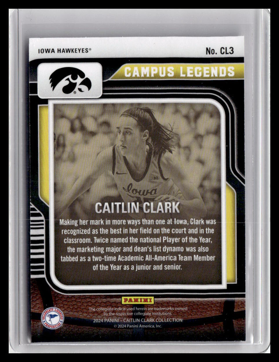 2024 Panini Contenders Caitlin Clark Collection - Caitlin Clark Campus Legends #CL3