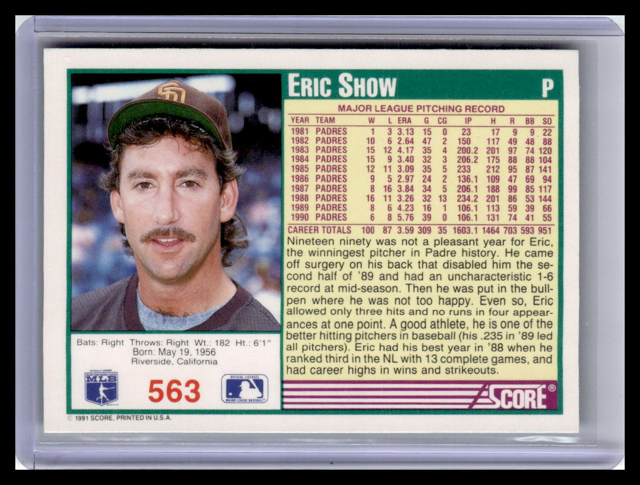 1991 Score Eric Show Teal Border #563