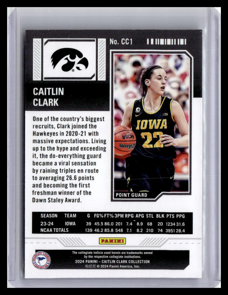 2024 Panini Contenders Caitlin Clark Collection - Caitlin Clark Season Ticket Silver Foil #CC1