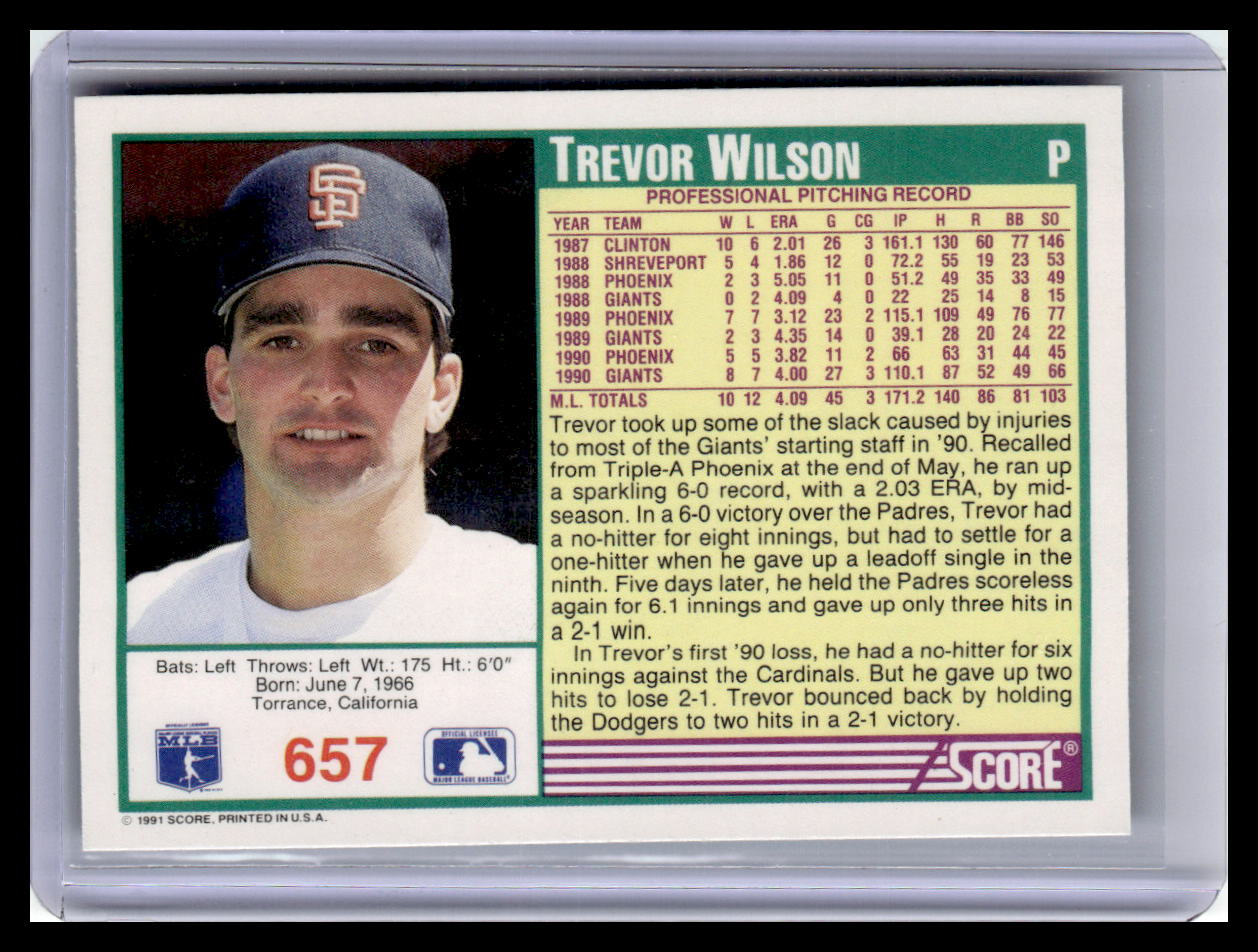 1991 Score Trevor Wilson Teal Border #657