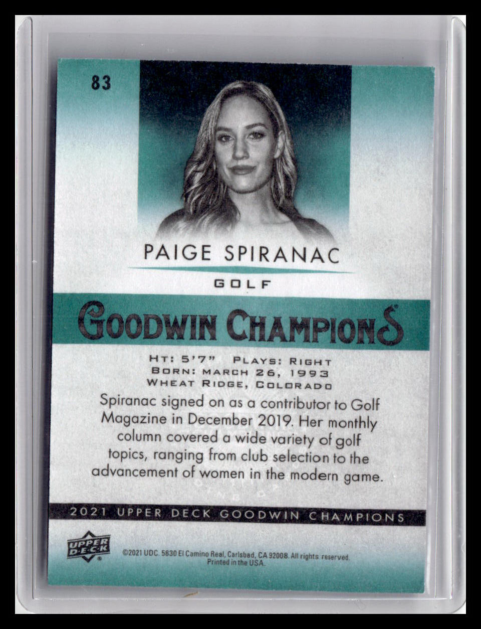 2021 Goodwin Champions Paige Spiranac #83