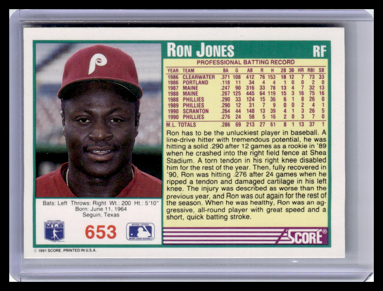 1991 Score Ron Jones Teal Border #653