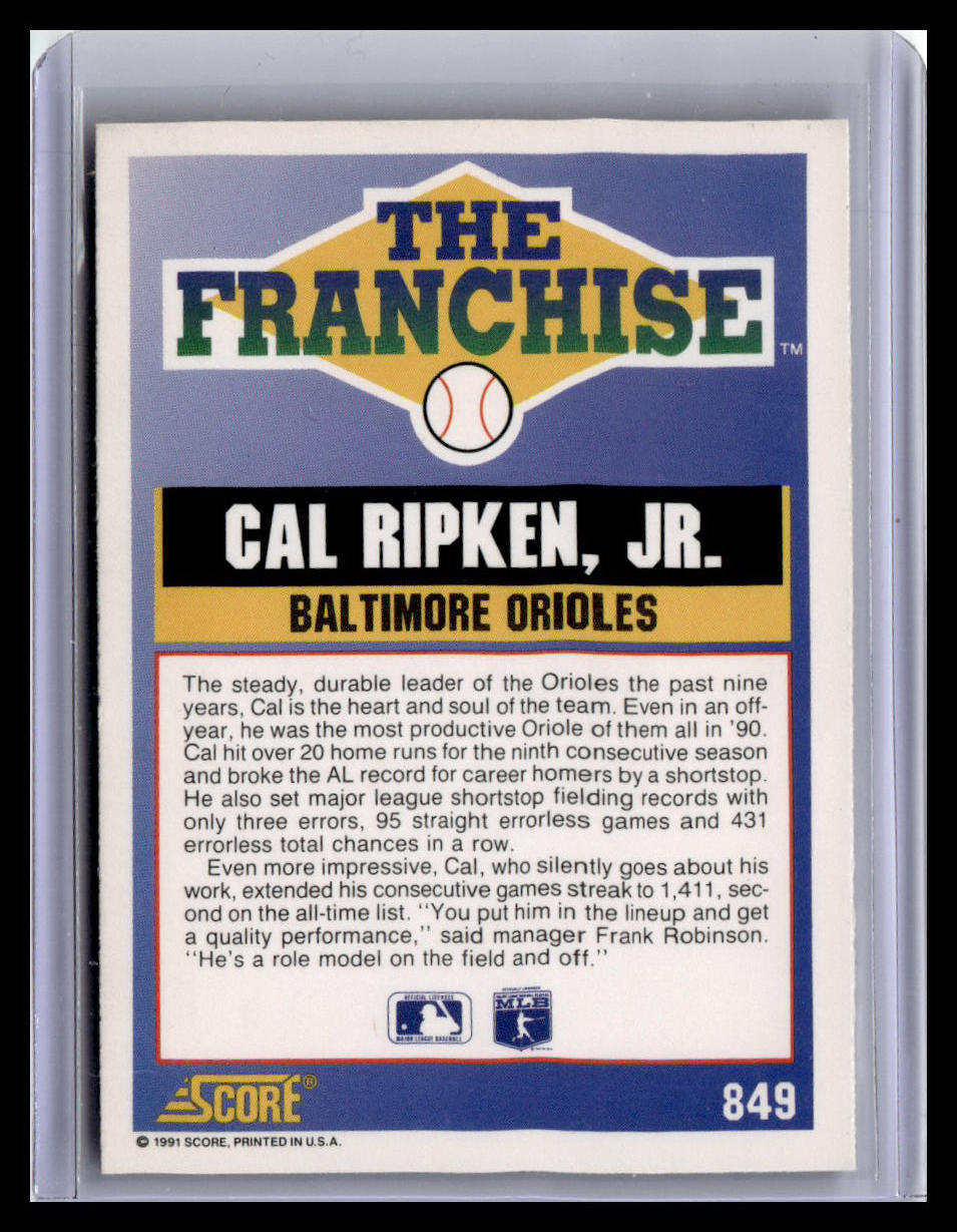 1991 Score Cal Ripken Jr. The Franchise #849