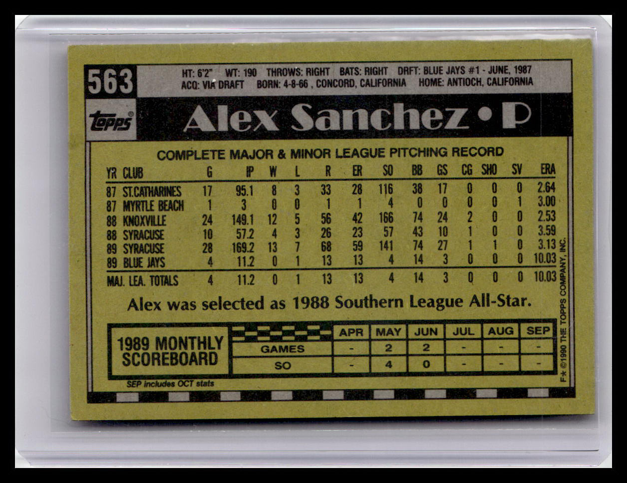 1990 Topps Alex Sanchez Future Star #563