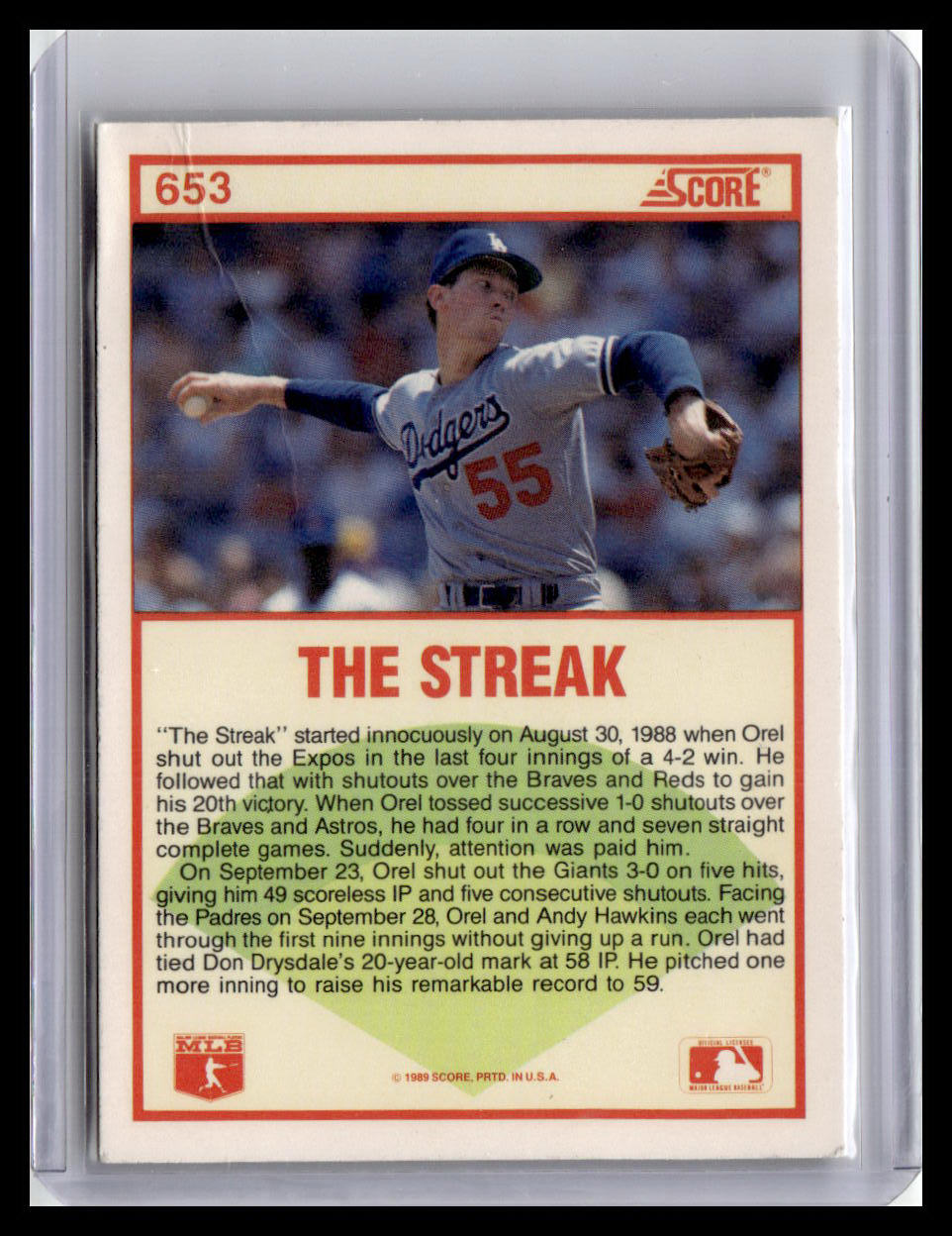 1989 Score Orel Hershiser - 1988 Highlight #653