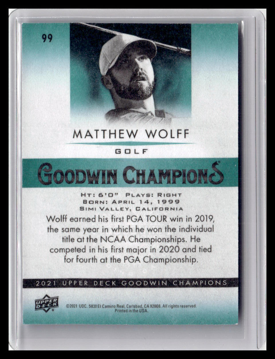 2021 Goodwin Champions Matthew Wolff #99