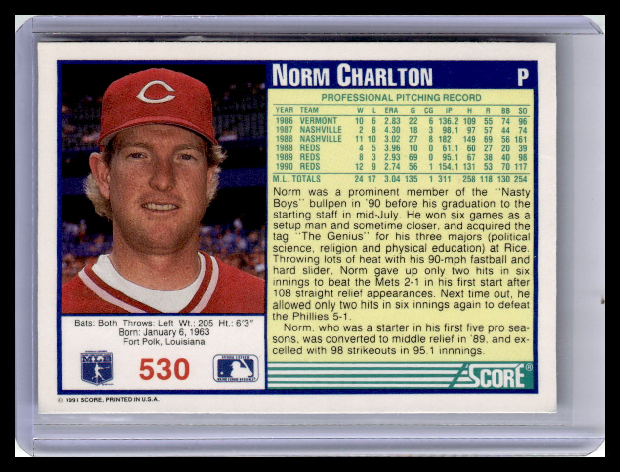1991 Score Norm Charlton Border #530
