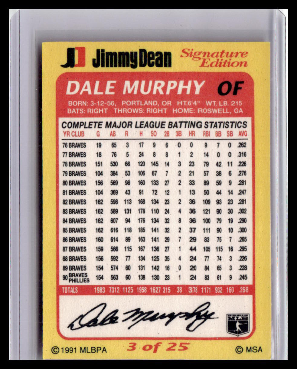 1991 Jimmy Dean Dale Murphy #3