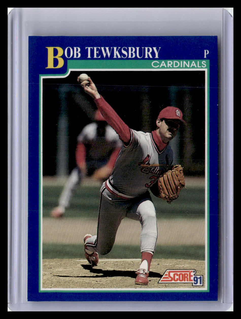Baseball trading card of Bob Tewksbury with a blue border and 'Score' logo.