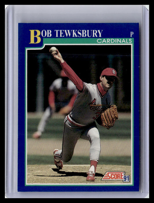 Baseball trading card of Bob Tewksbury with a blue border and 'Score' logo.
