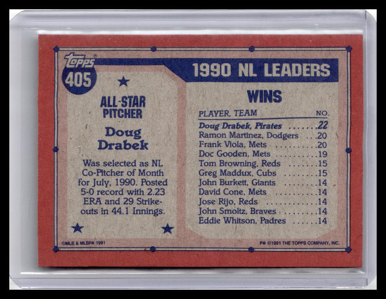 1991 Topps Doug Drabek All-Star #405