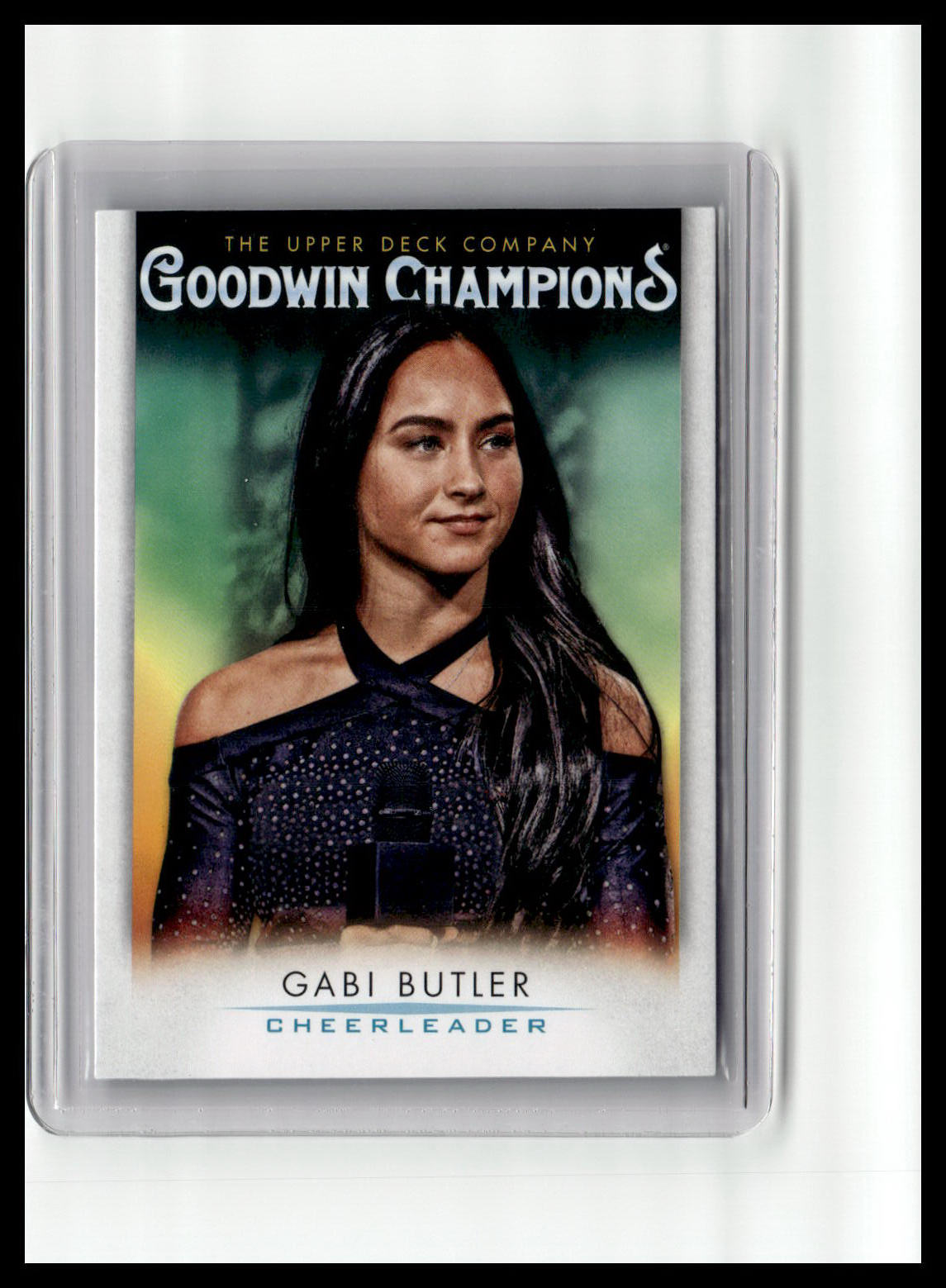 Trading card of Gabi Butler, a cheerleader, from Goodwin Champions series.
