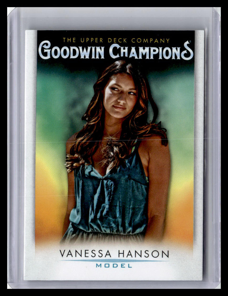 Trading card featuring Vanessa Hanson with 'Goodwin Champions' branding