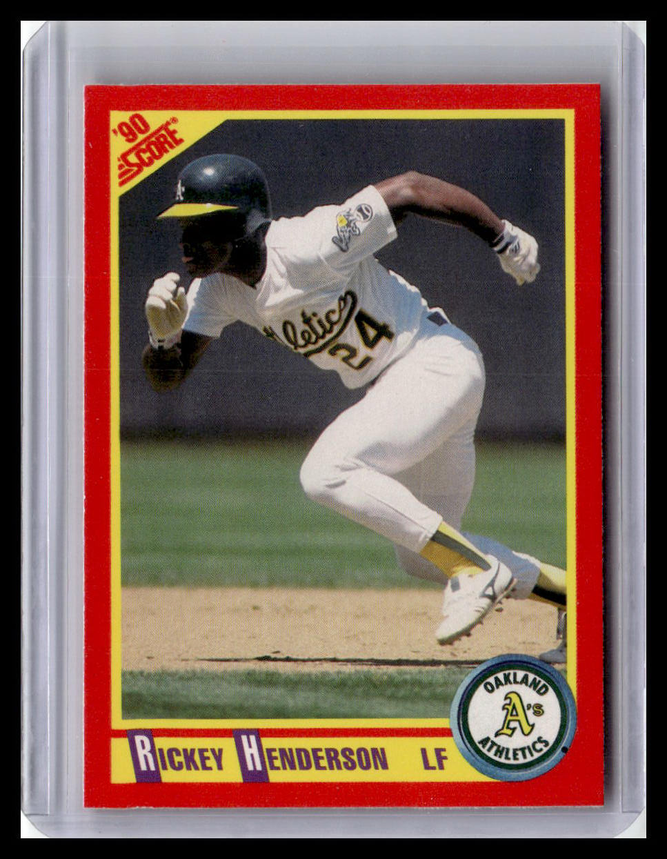 Baseball trading card of Rickey Henderson with '90 Score logo