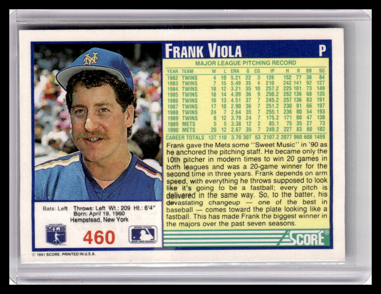 1991 Score Frank Viola Blue Border #460
