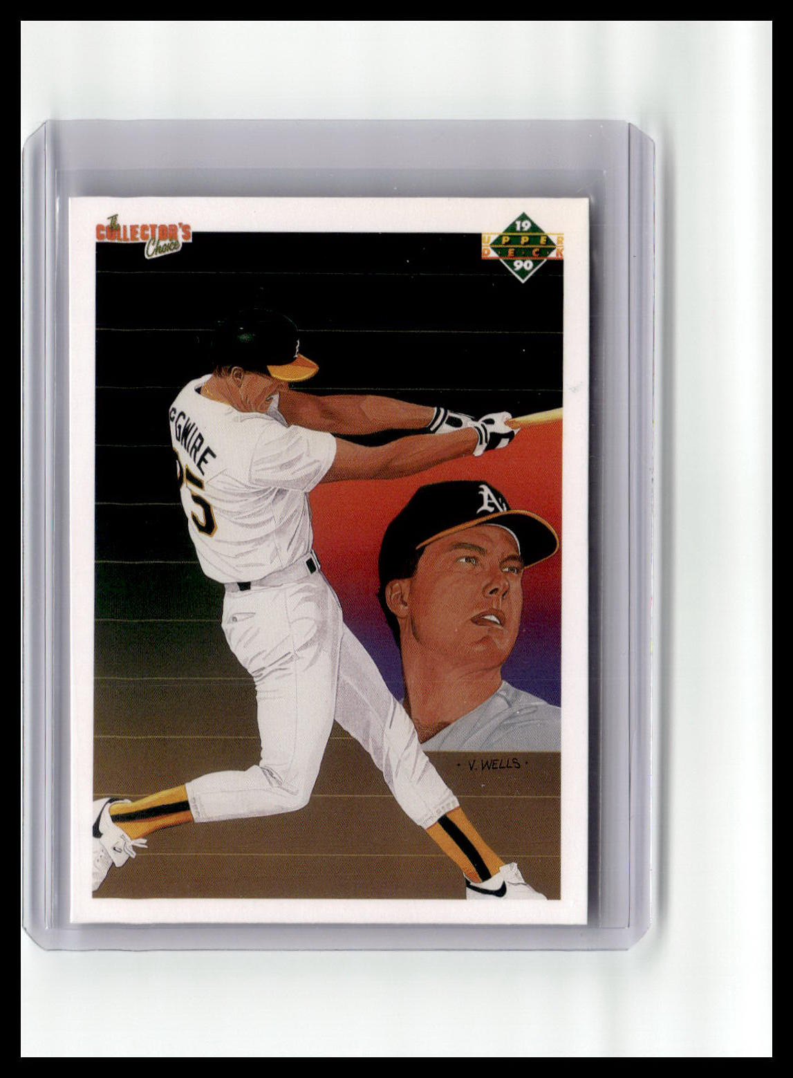 Baseball trading card of a player in a white uniform with a black cap, encased in a clear plastic holder.
