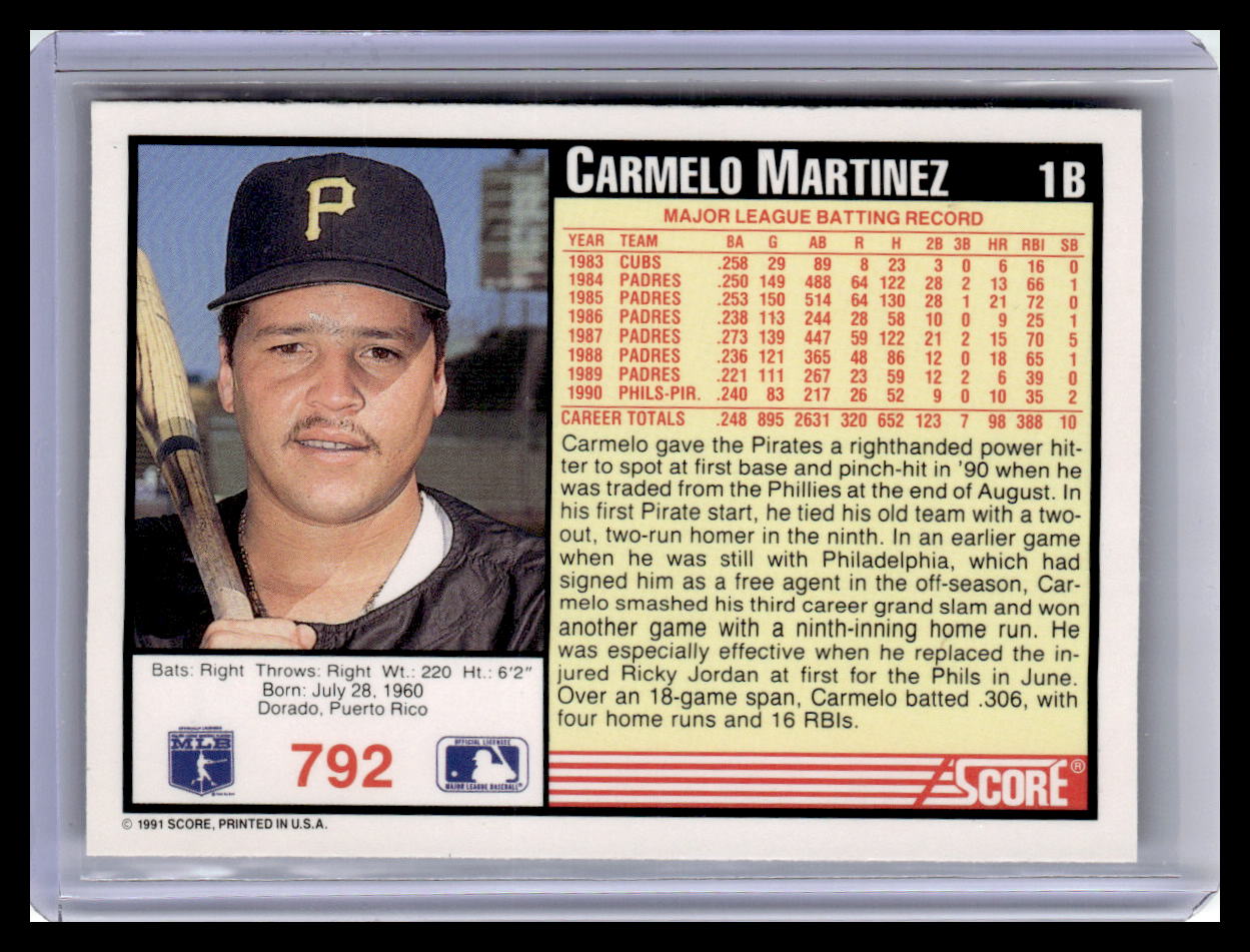 1991 Score Carmelo Martinez Border #792