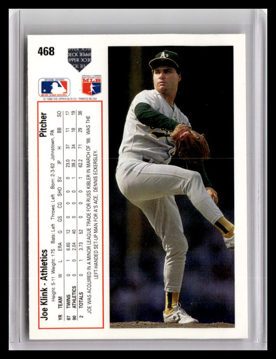 1991 Upper Deck Joe Klink #468