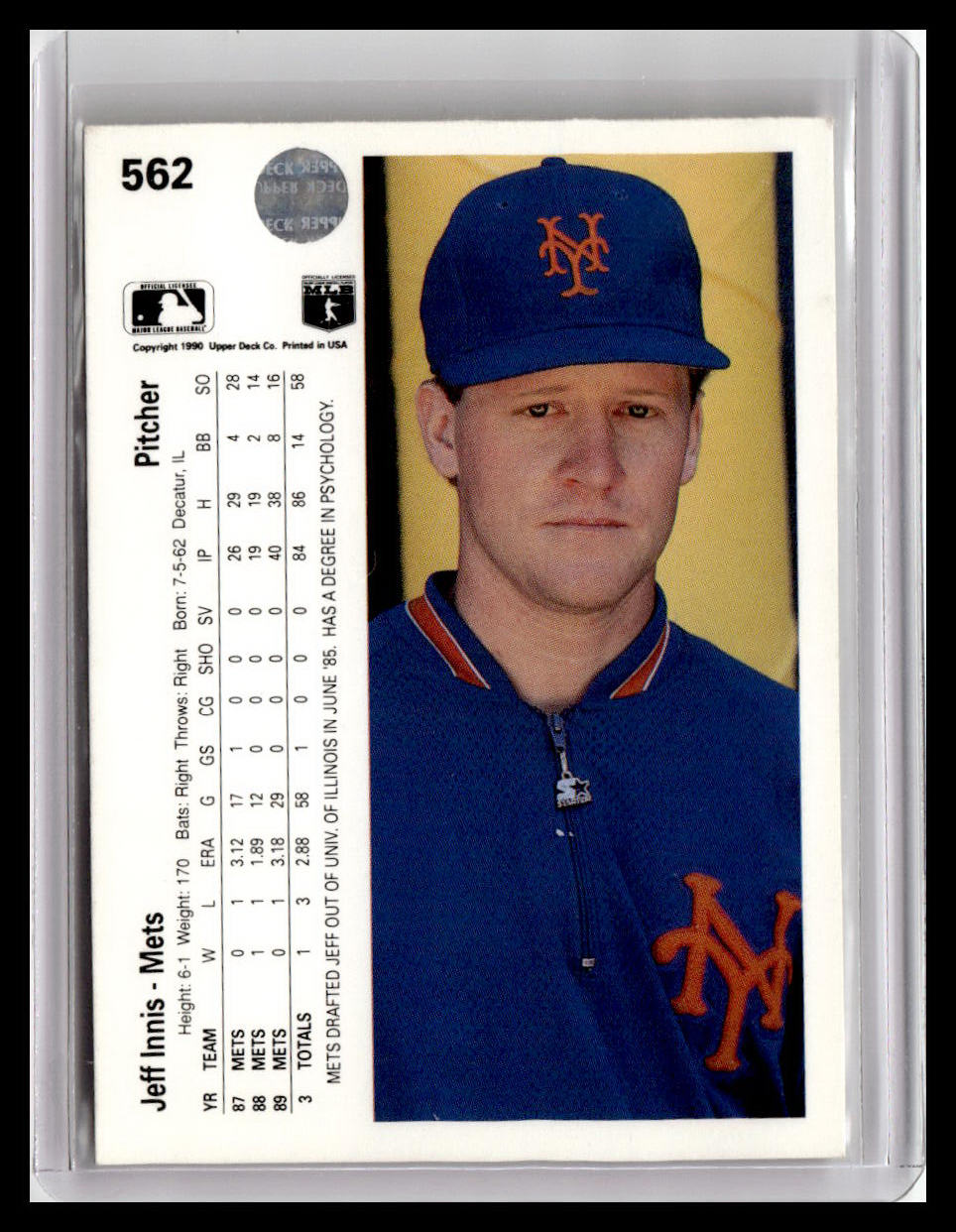 1990 Upper Deck Jeff Innis #562 (Error Version)