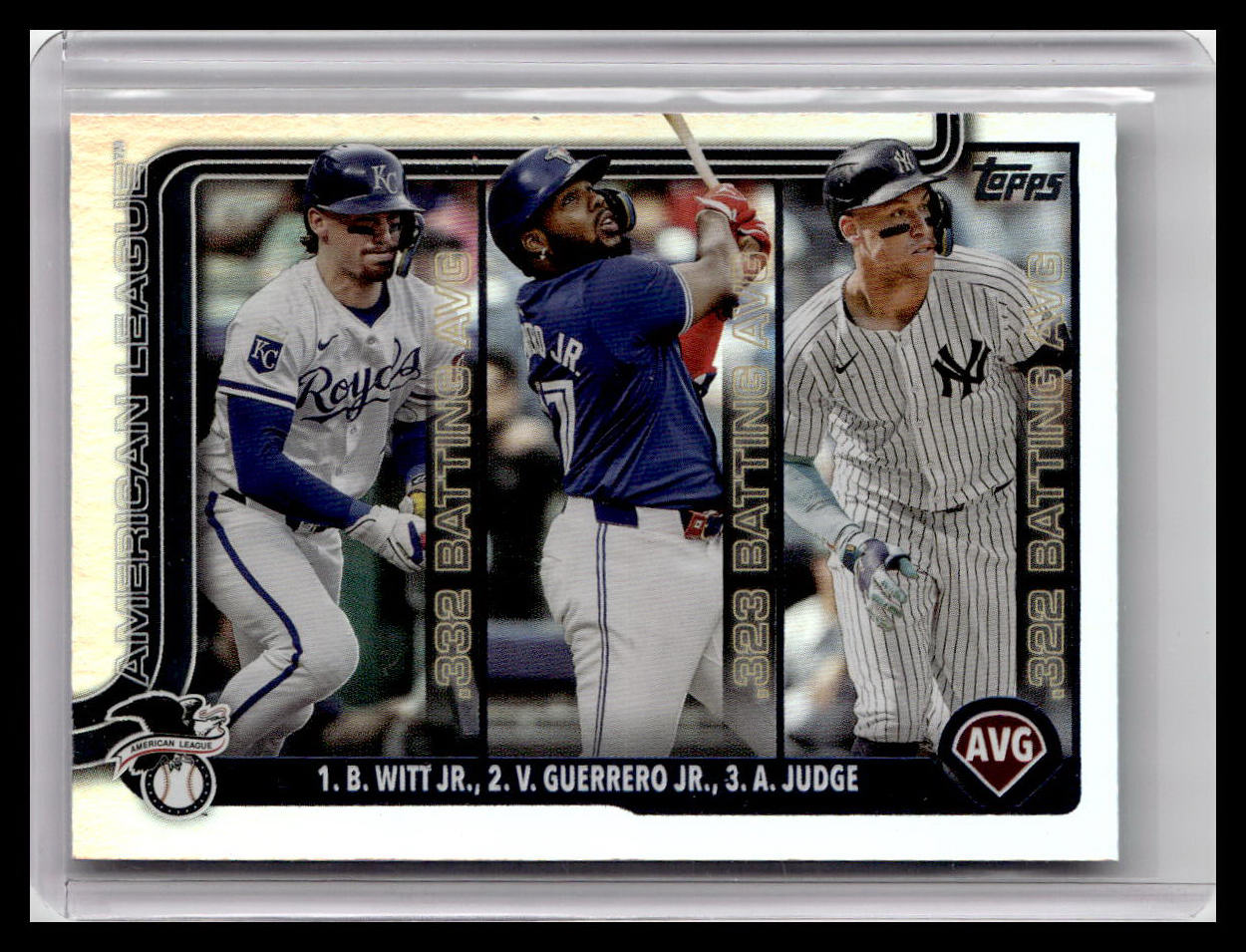 2025 Topps #345 League Leaders Rainbow Foil Witt Jr. / Guerrero Jr. / Judge