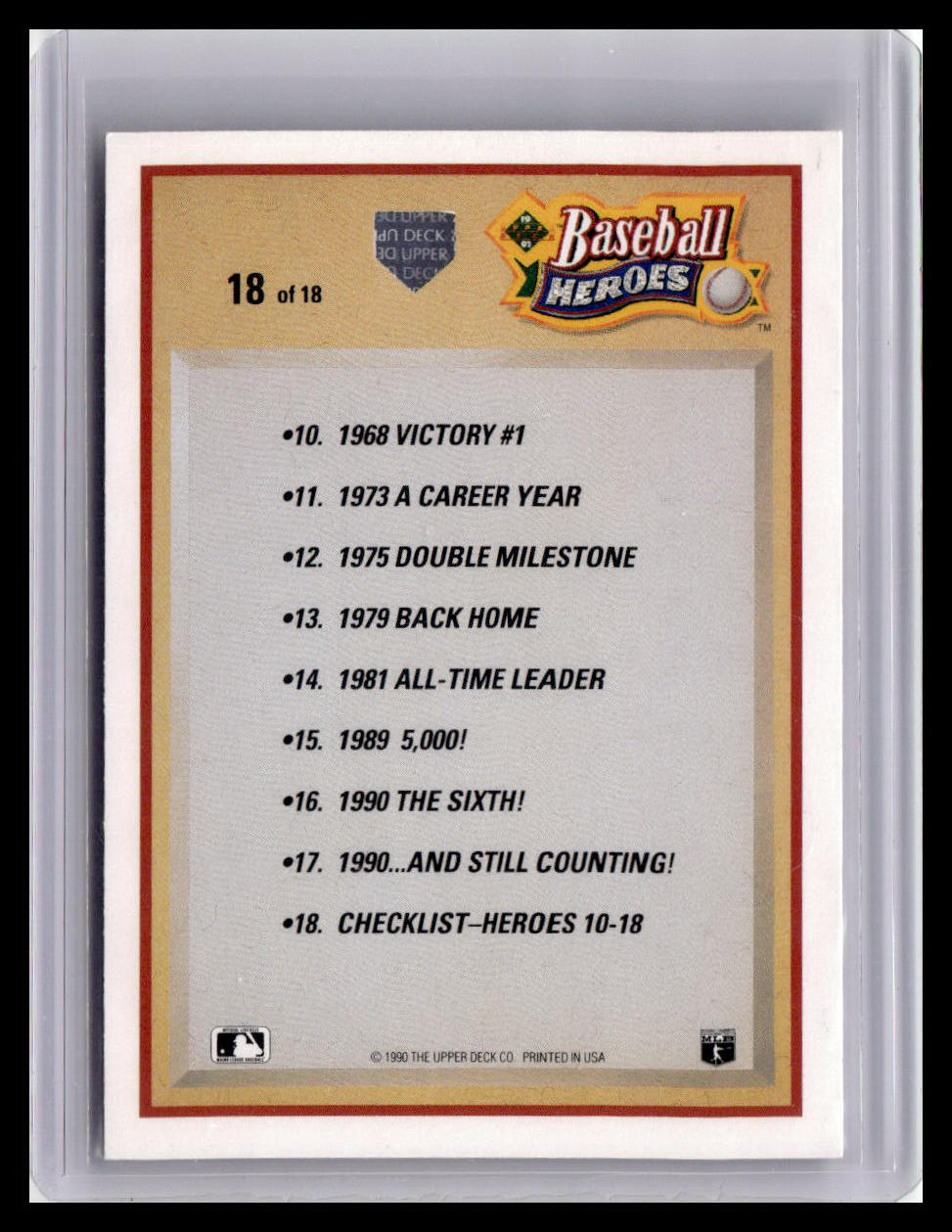1991 Upper Deck Nolan Ryan Baseball Heroes #18