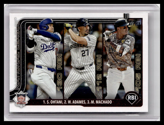 2025 Topps #86 National League RBI Leaders - Ohtani / Adams/ Machado