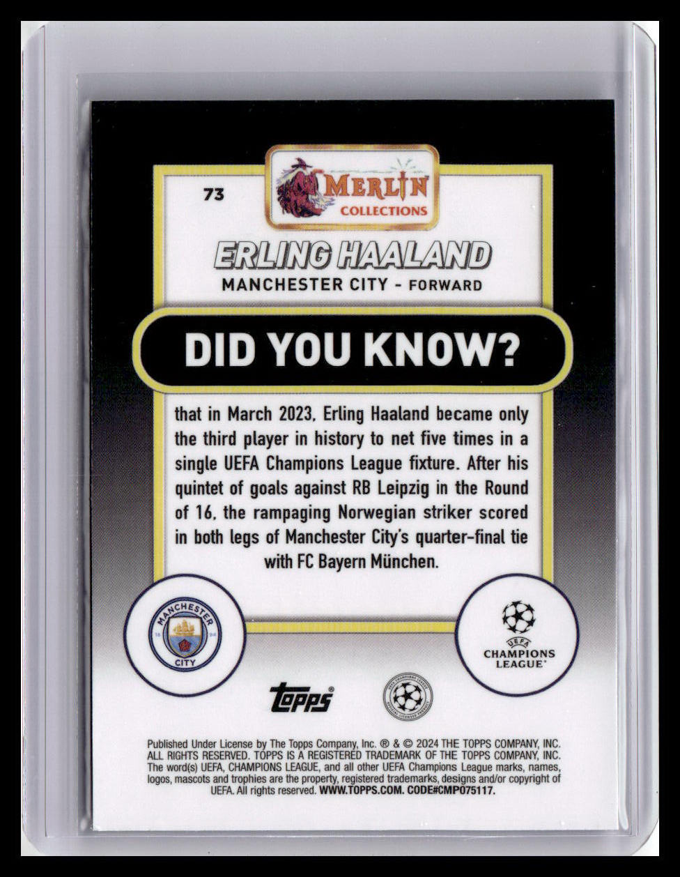 2023-24 Merlin UEFA Club Competitions #73 Erling Haaland