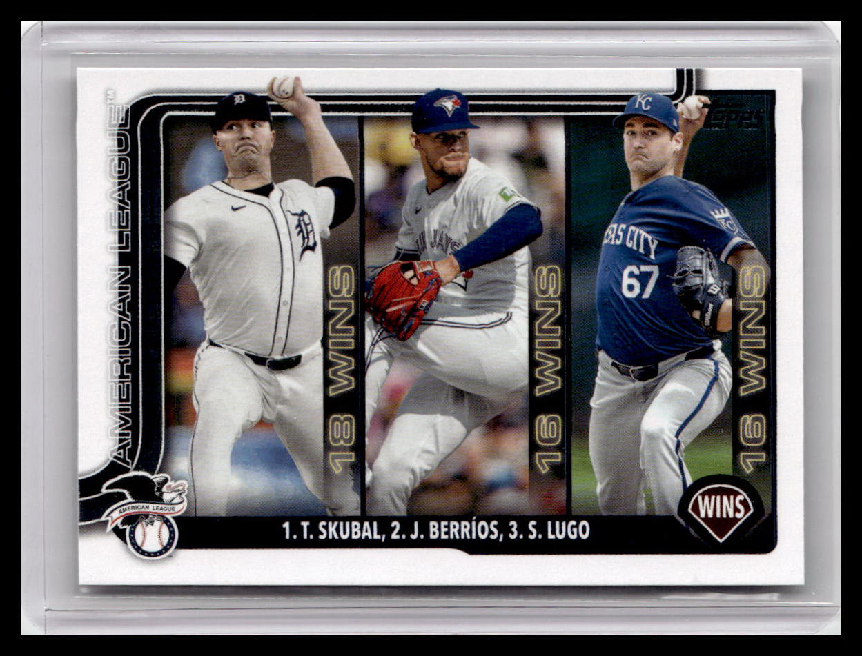 2025 Topps #151 American League Wins Leaders - Skubal / Berrios / Lugo