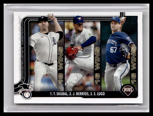 2025 Topps #151 American League Wins Leaders - Skubal / Berrios / Lugo