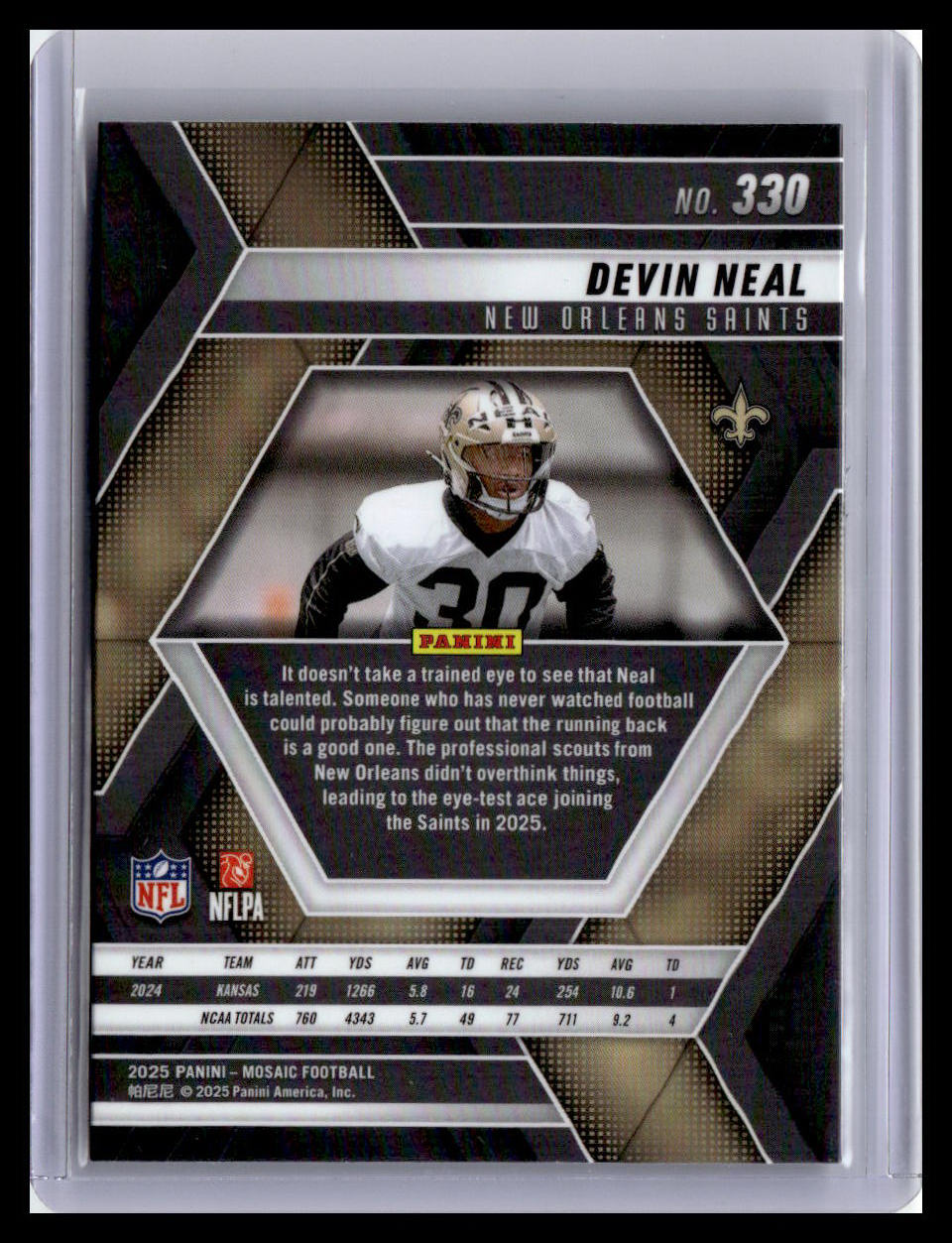2025 Panini Mosaic Devin Neal (RC) #330