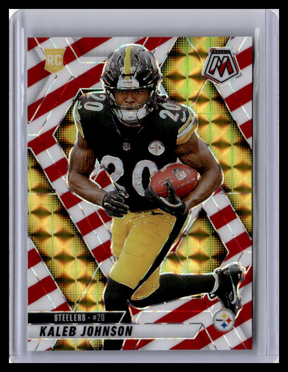 2025 Panini Mosaic Kaleb Johnson (RC) Red & White Mosaic #315