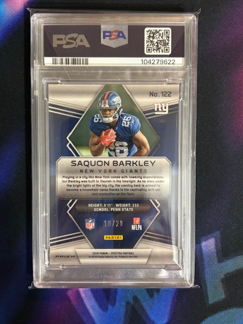 2018 Panini Spectra - Rookies Saquon Barkley #122 Neon Pink Prizm 19/20