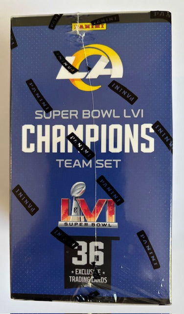 Super Bowl LVI Champions team set packaging with Panini branding