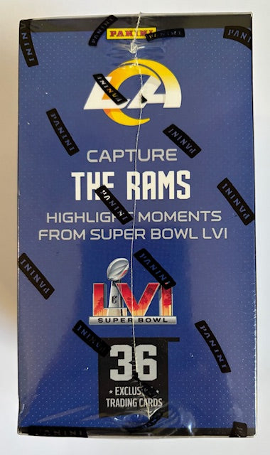 Packaged trading card set for Super Bowl LVI featuring the Rams.