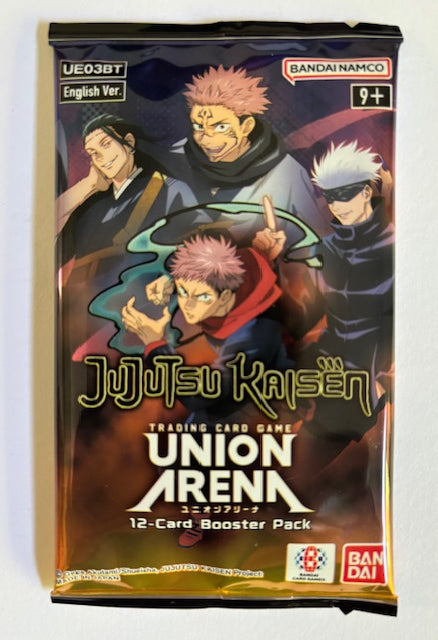 Card game booster pack featuring animated characters on a white background